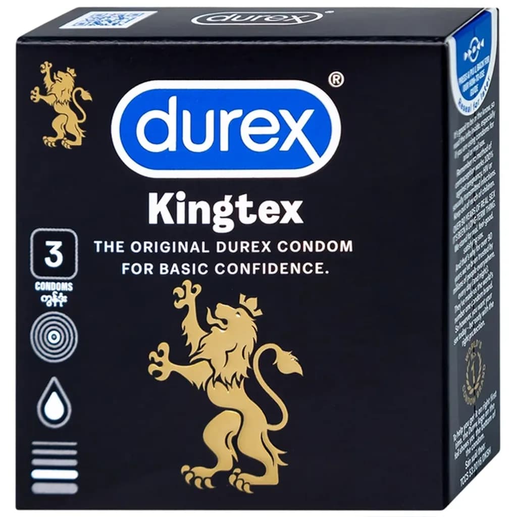 Bao cao su Durex Kingtex ôm sát, vừa vặn (49mm - Hộp 3 cái)