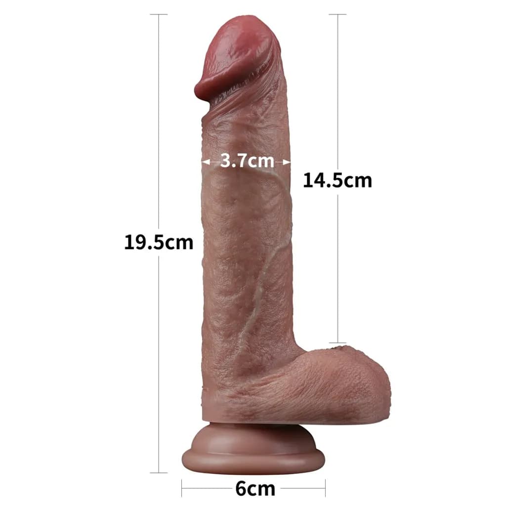 Dương vật giả Lovetoy da nâu 7.5 inch 2 lớp siêu mềm như thật gắn tường - ảnh 6