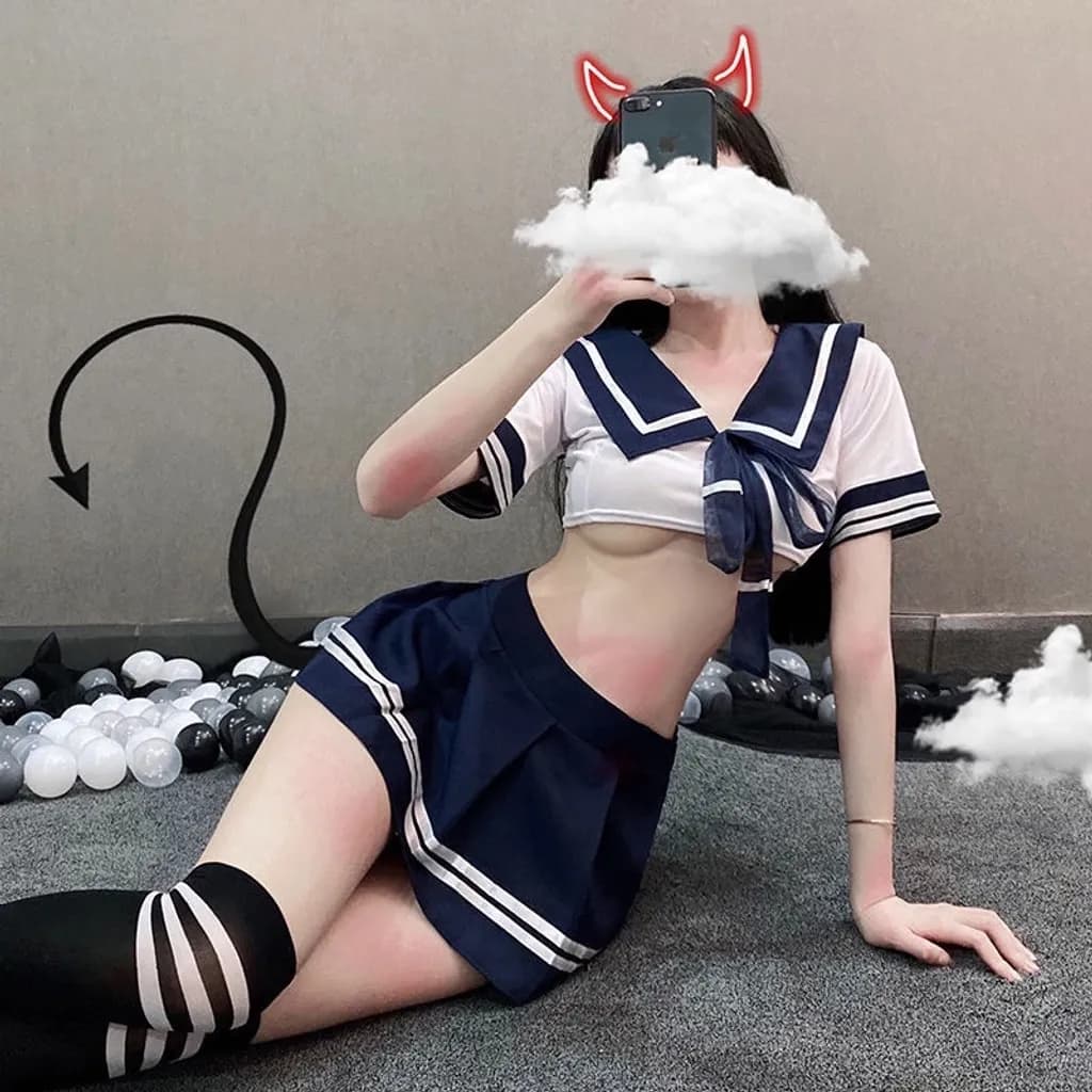 Đồ ngủ sexy cosplay học sinh Nhật Bản đáng yêu đồng phục nữ sinh amine gợi cảm dễ thương  N762 - ảnh 4