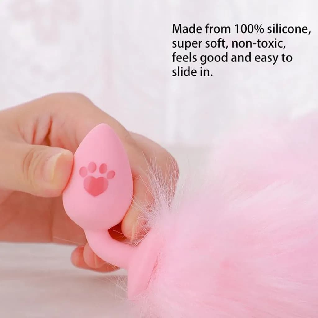 Đuôi Thỏ Cosplay Silicone Hồng Cute - ảnh 3