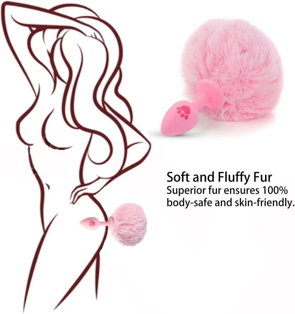 Đuôi Thỏ Cosplay Silicone Hồng Cute - ảnh 4