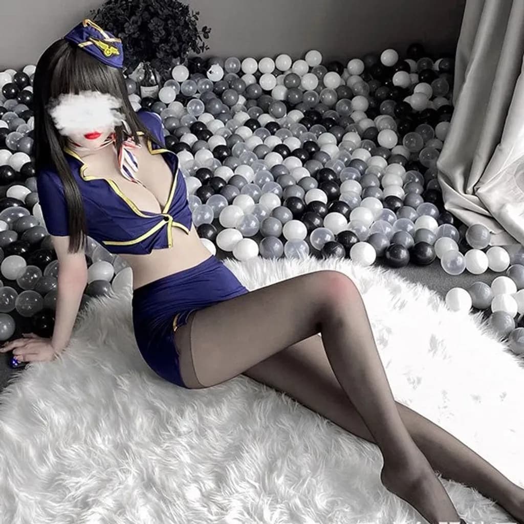 Cosplay tiếp viên hàng không cao cấp ôm body xẻ ngực sexy quyến rũ đồ ngủ nữ thư ký anime gợi cảm N723 - ảnh 6