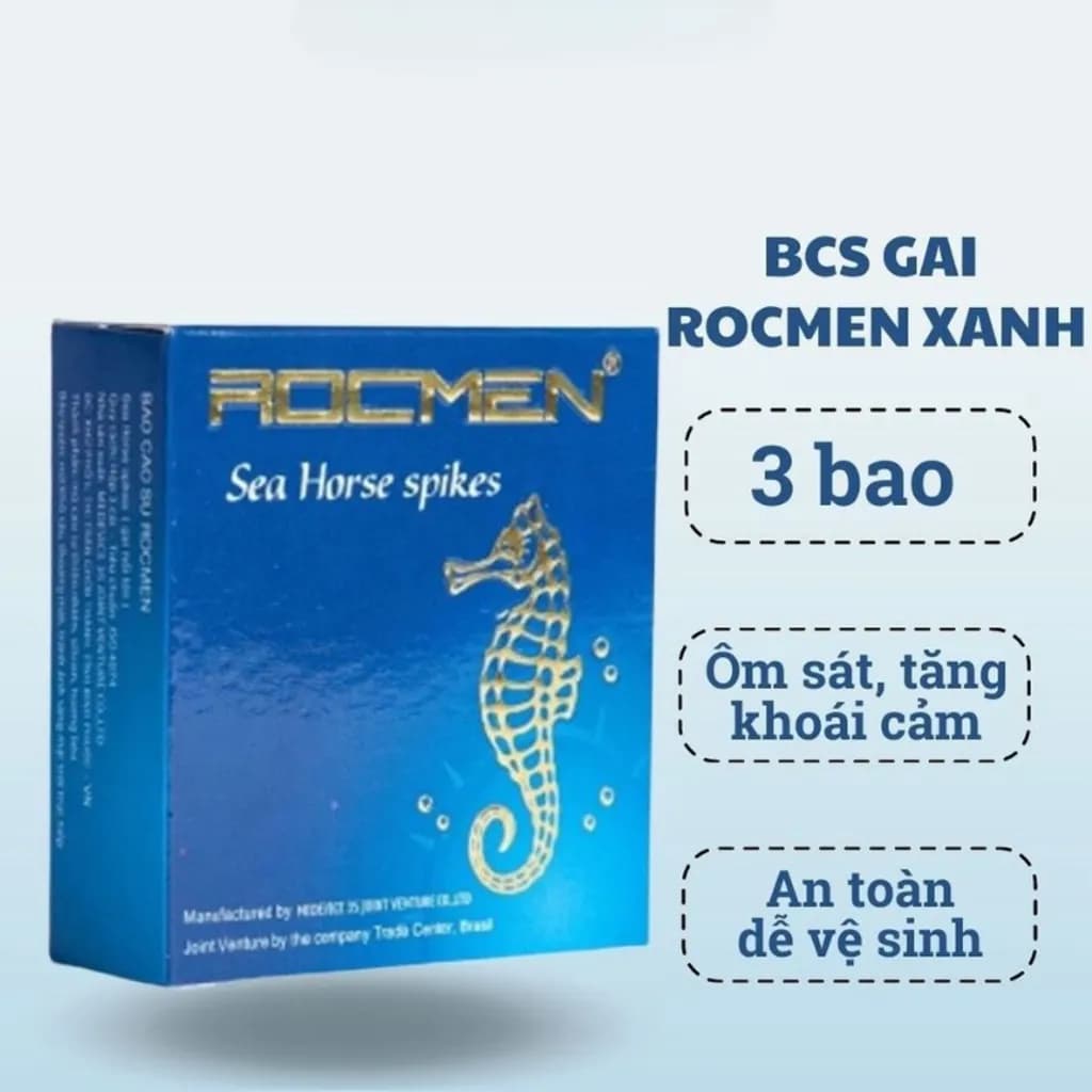 Bao cao su Rocmen ngựa xanh kéo dài thời gian (Hộp 3 cái)