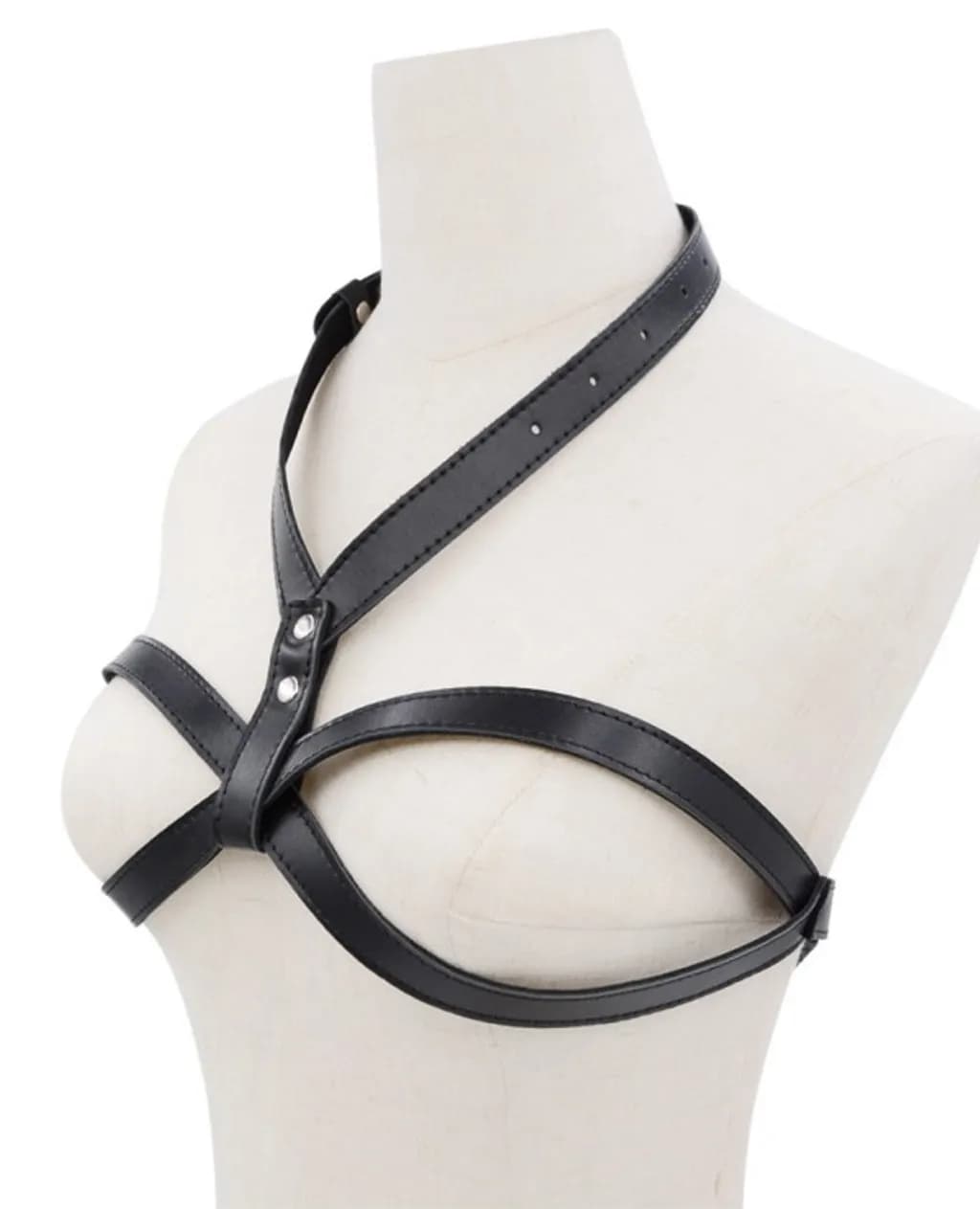 Áo Harness Ngực Da PU Có Dây Cổ - ảnh 3