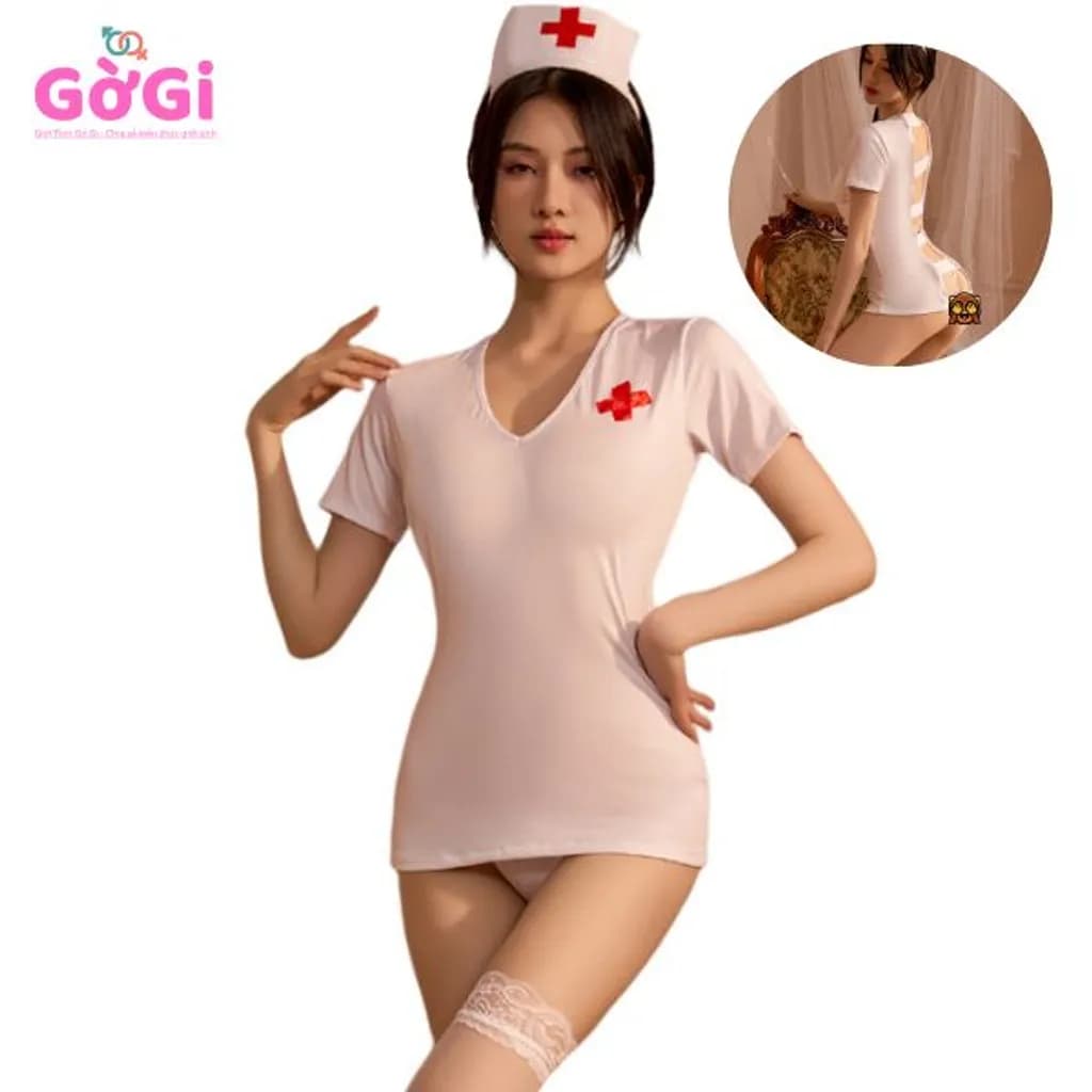 Bộ đồ cosplay y tá màu trắng