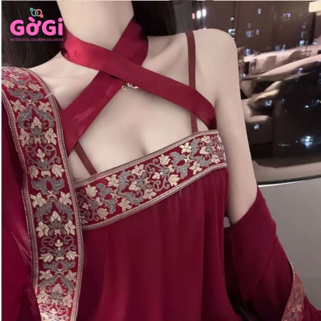 Đồ ngủ sexy cổ trang xuyên thấu kiểu áo choàng - ảnh 5