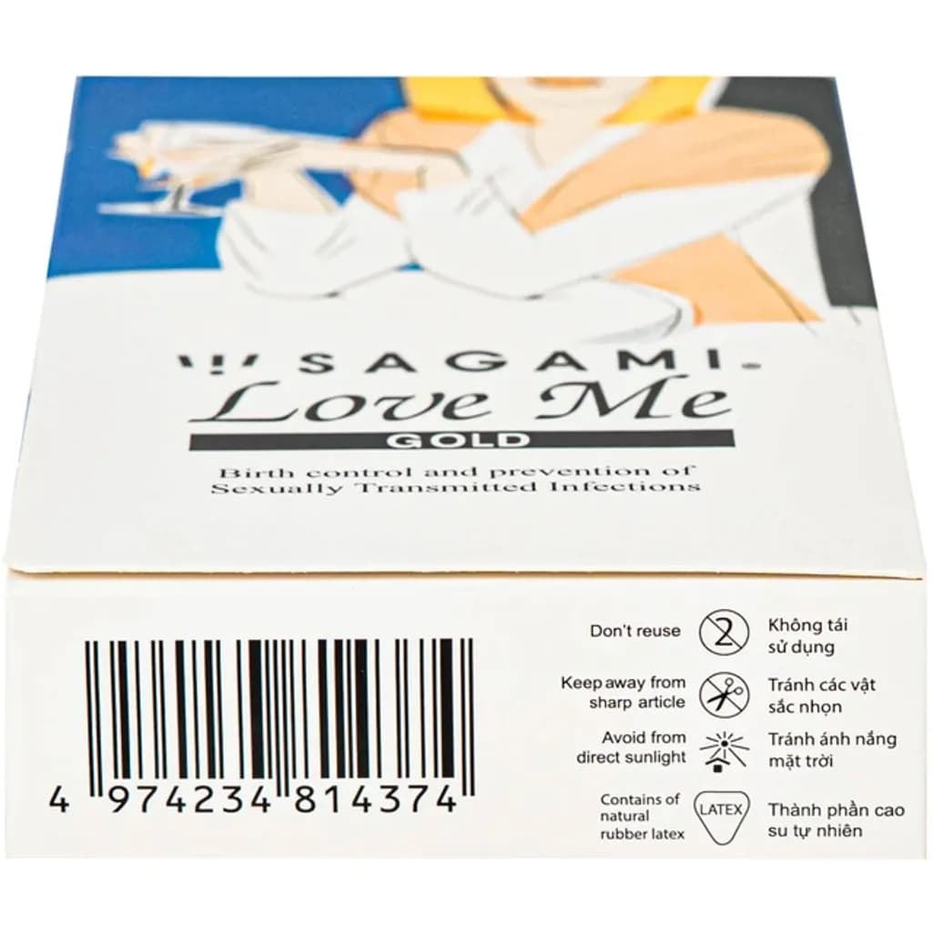 Bao cao su Sagami Love Me Gold siêu mỏng, trơn, không màu không mùi (10 cái) - ảnh 6