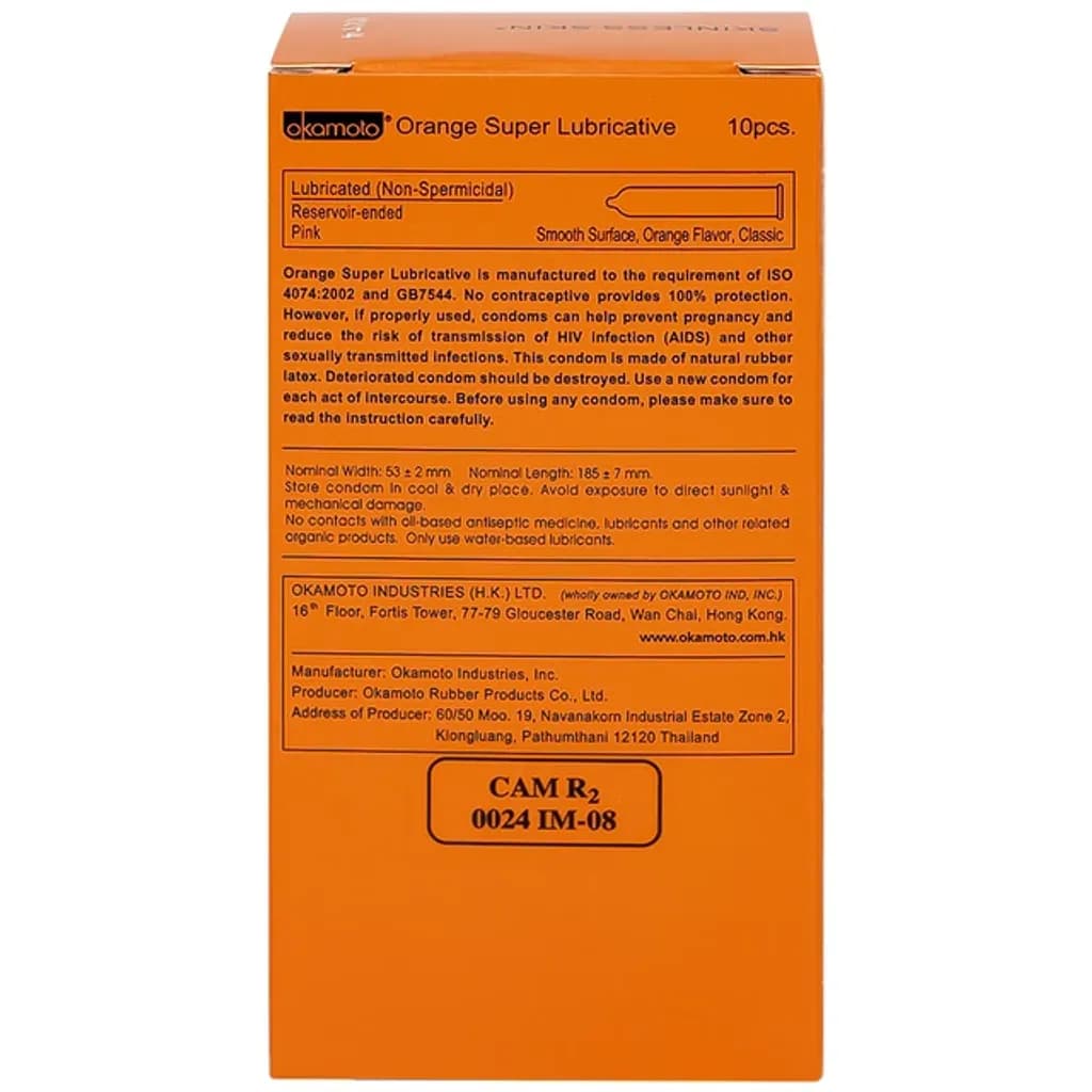 Bao cao su Okamoto Skinless skin Orange mềm mại, dẻo dai (10 cái) - ảnh 4