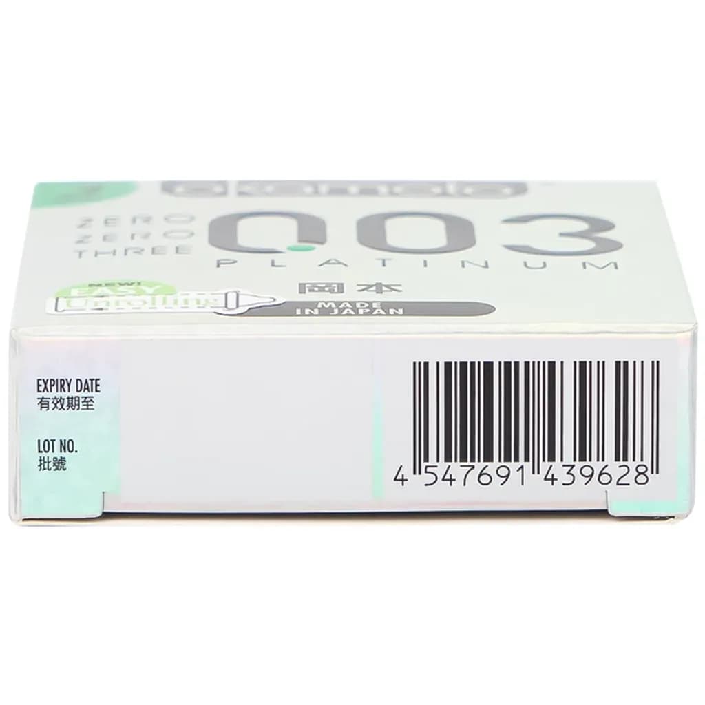 Bao cao su Okamoto 0.03 Platinum trong suốt, mềm mại, dùng để phòng tránh thai và ngăn ngừa HIV (3 cái) - ảnh 5