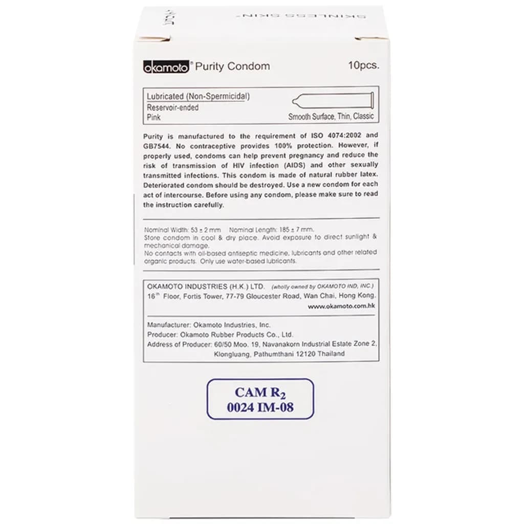 Bao cao su Okamoto Skinless Skin Purity không mùi, tinh khiết, dùng để phòng tránh thai và ngăn ngừa HIV (10 cái) - ảnh 4
