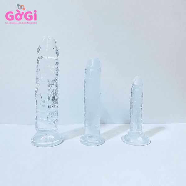 Dương vật giả giá rẻ pha lê trong suốt gắn tường silicon mềm - ảnh 2