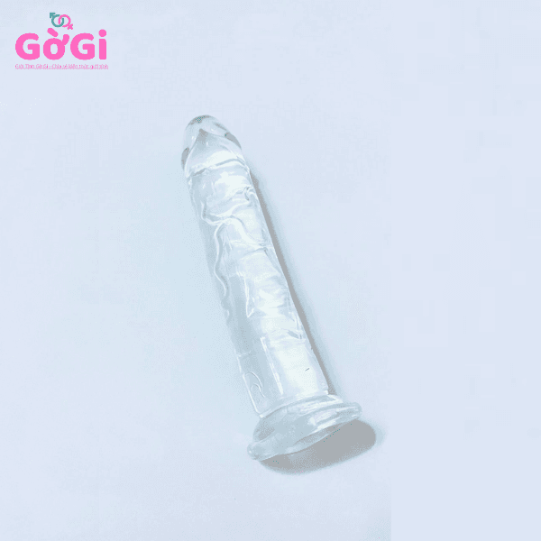 Dương vật giả giá rẻ pha lê trong suốt gắn tường silicon mềm - ảnh 3
