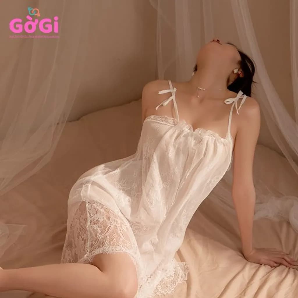 Đầm ngủ ren 2 dây phối voan – Gợi cảm, thoải mái, quyến rũ - ảnh 9