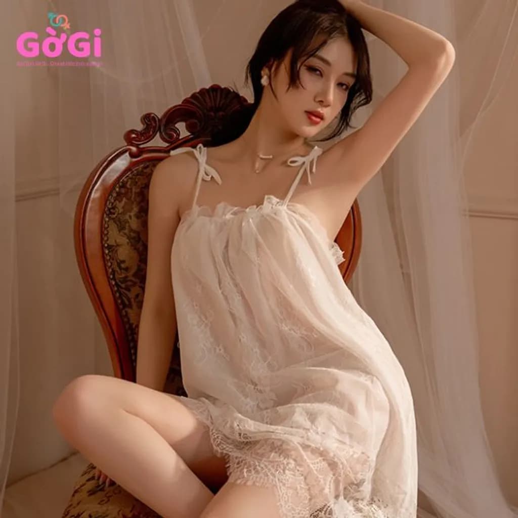 Đầm ngủ ren 2 dây phối voan – Gợi cảm, thoải mái, quyến rũ - ảnh 11
