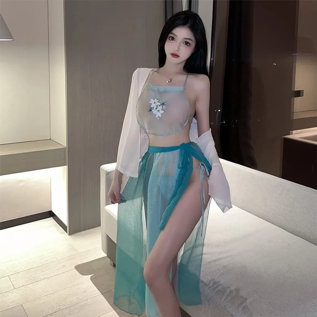 Đồ ngủ sexy phong cách Hanfu gợi cảm cao cấp trang phục cổ trang voan xuyên thấu quyến rũ / chụp ảnh cosplay N789 - ảnh 3