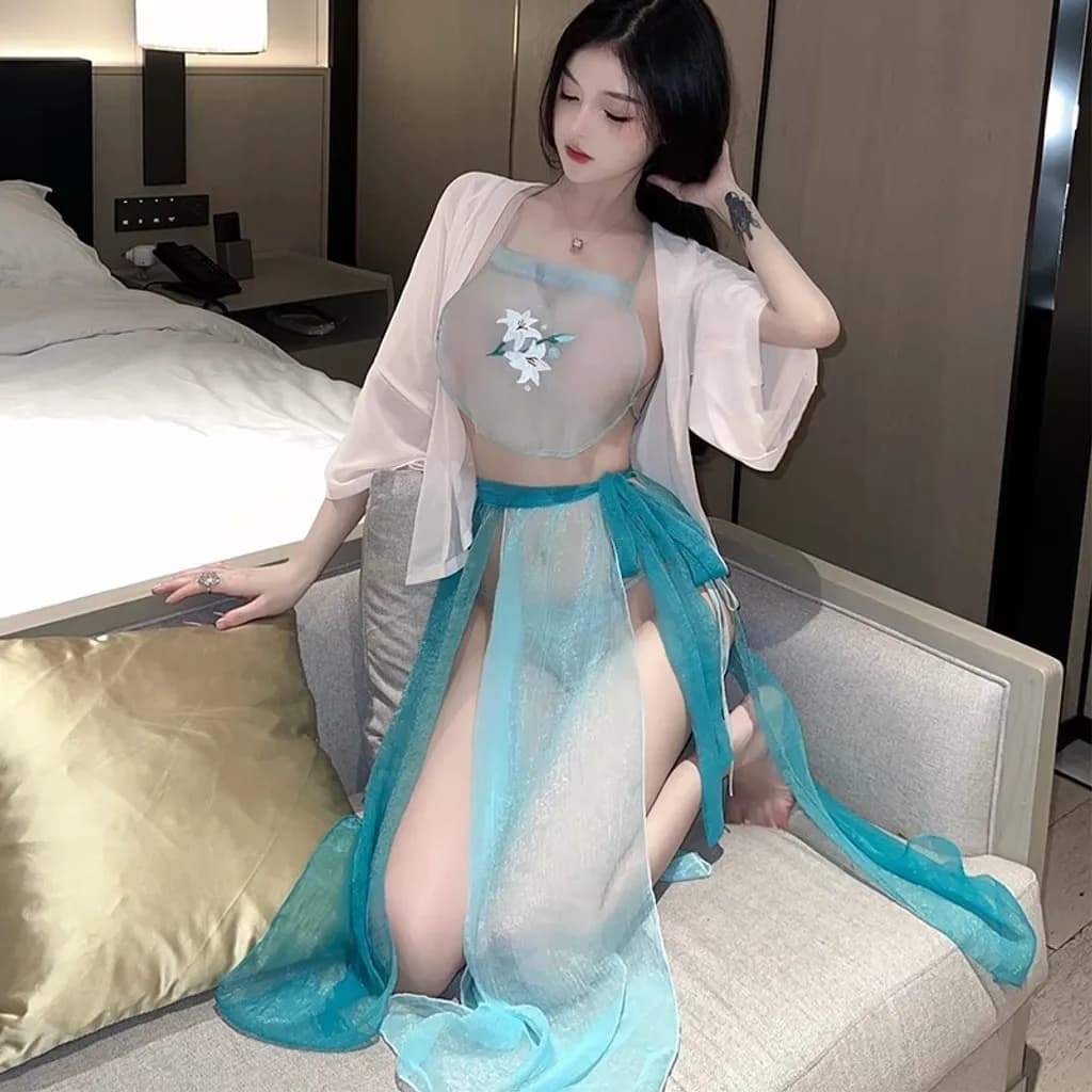 Đồ ngủ sexy phong cách Hanfu gợi cảm cao cấp trang phục cổ trang voan xuyên thấu quyến rũ / chụp ảnh cosplay N789 - ảnh 4