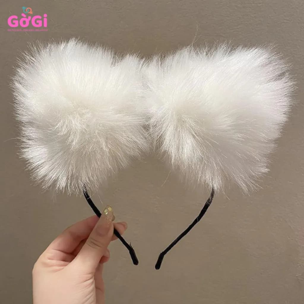 Cài Tóc Tai Lông Dễ Thương Màu Trắng – Phụ Kiện Cosplay Cute