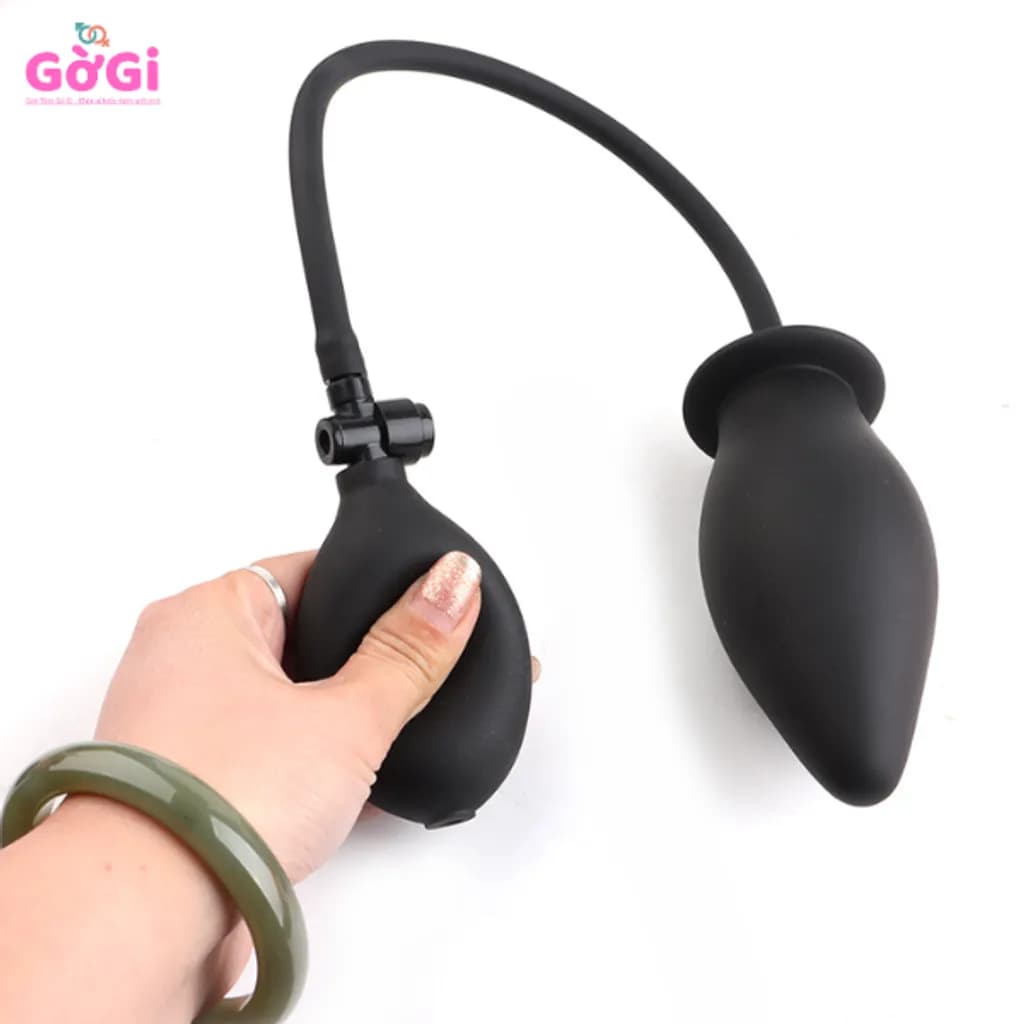 Bóng Hơi Hậu Môn Cao Su Bơm Khí – Dạng Phình To Điều Chỉnh Kích Thước Màu Đen - ảnh 3
