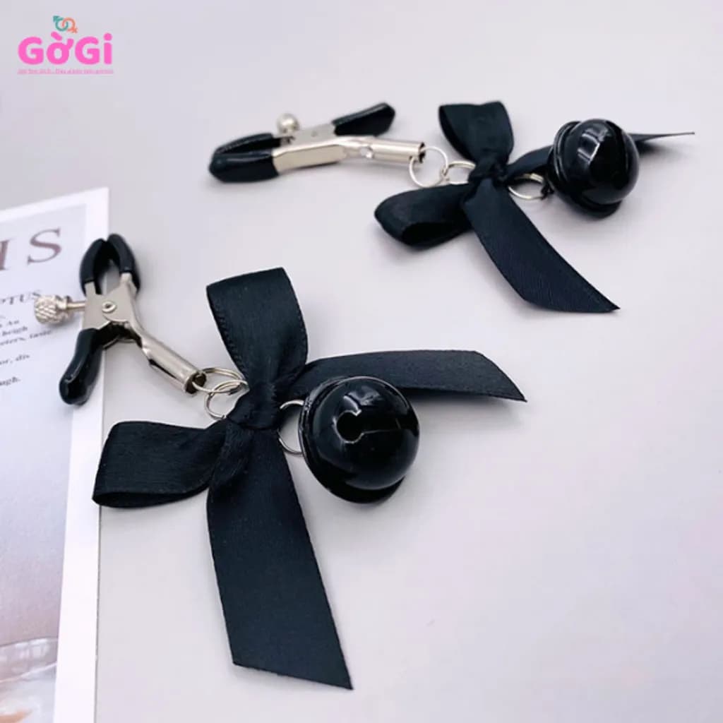 Kẹp Ngực Chuông Nơ BDSM Điều Chỉnh Lực, Tạo Cảm Giác Kích Thích Nhẹ - ảnh 2
