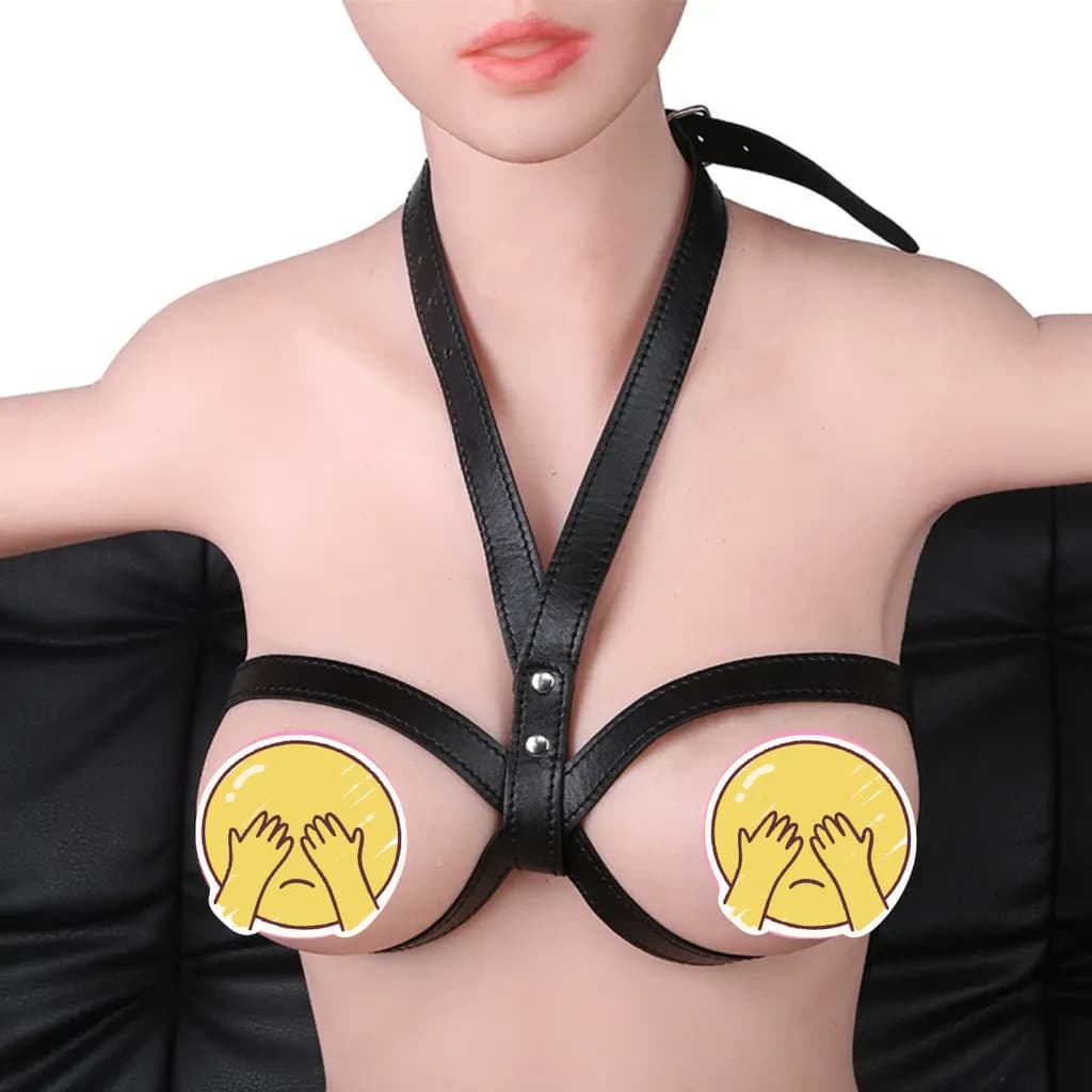 Áo Harness Ngực Da PU Có Dây Cổ