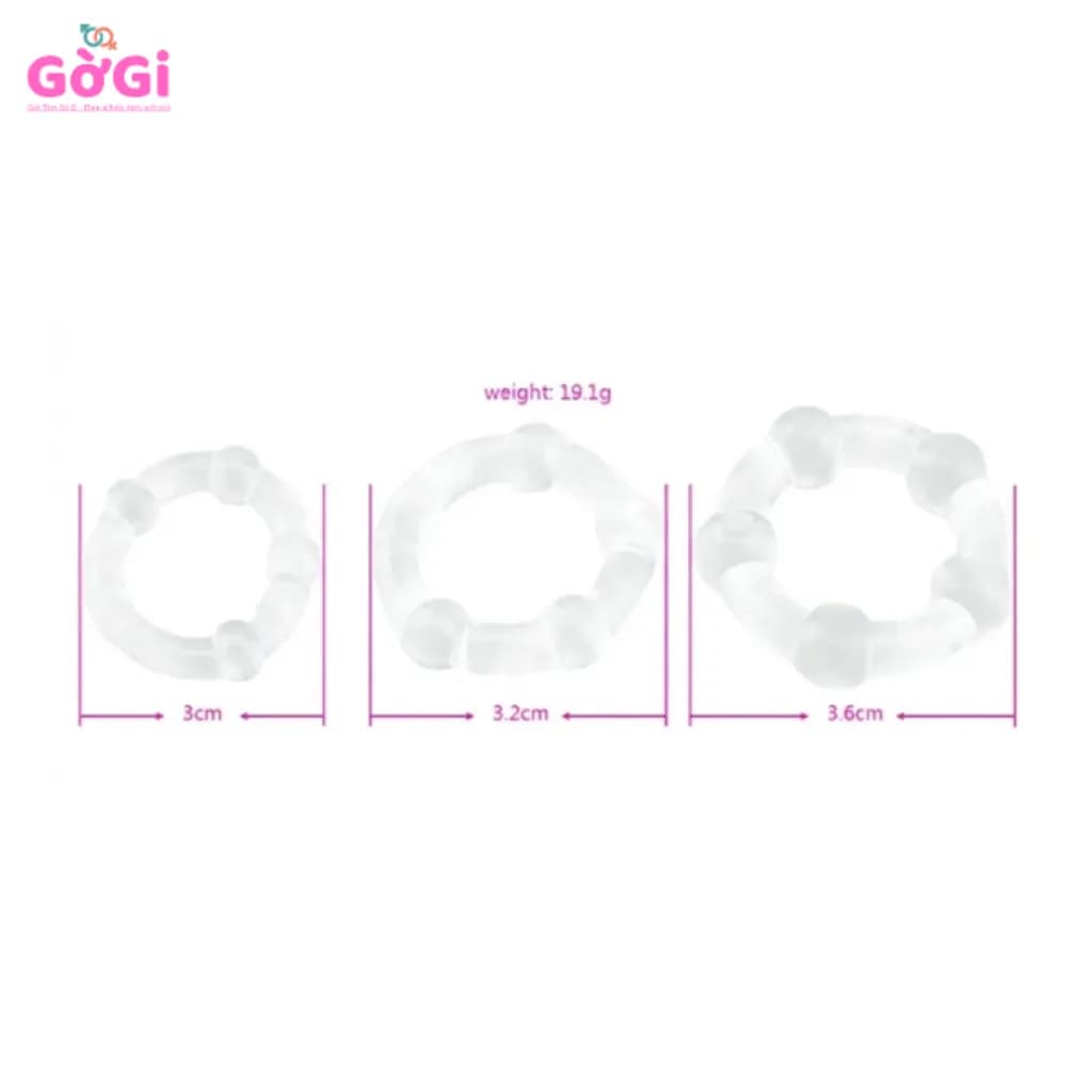 Bộ Vòng Đeo Dương Vật Bi Nổi Đàn Hồi Trắng - ảnh 2