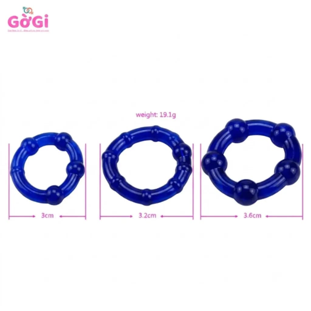 Bộ Vòng Đeo Dương Vật Co Giãn – Thiết Kế Bi Nổi Đàn Hồi Màu Xanh - ảnh 2