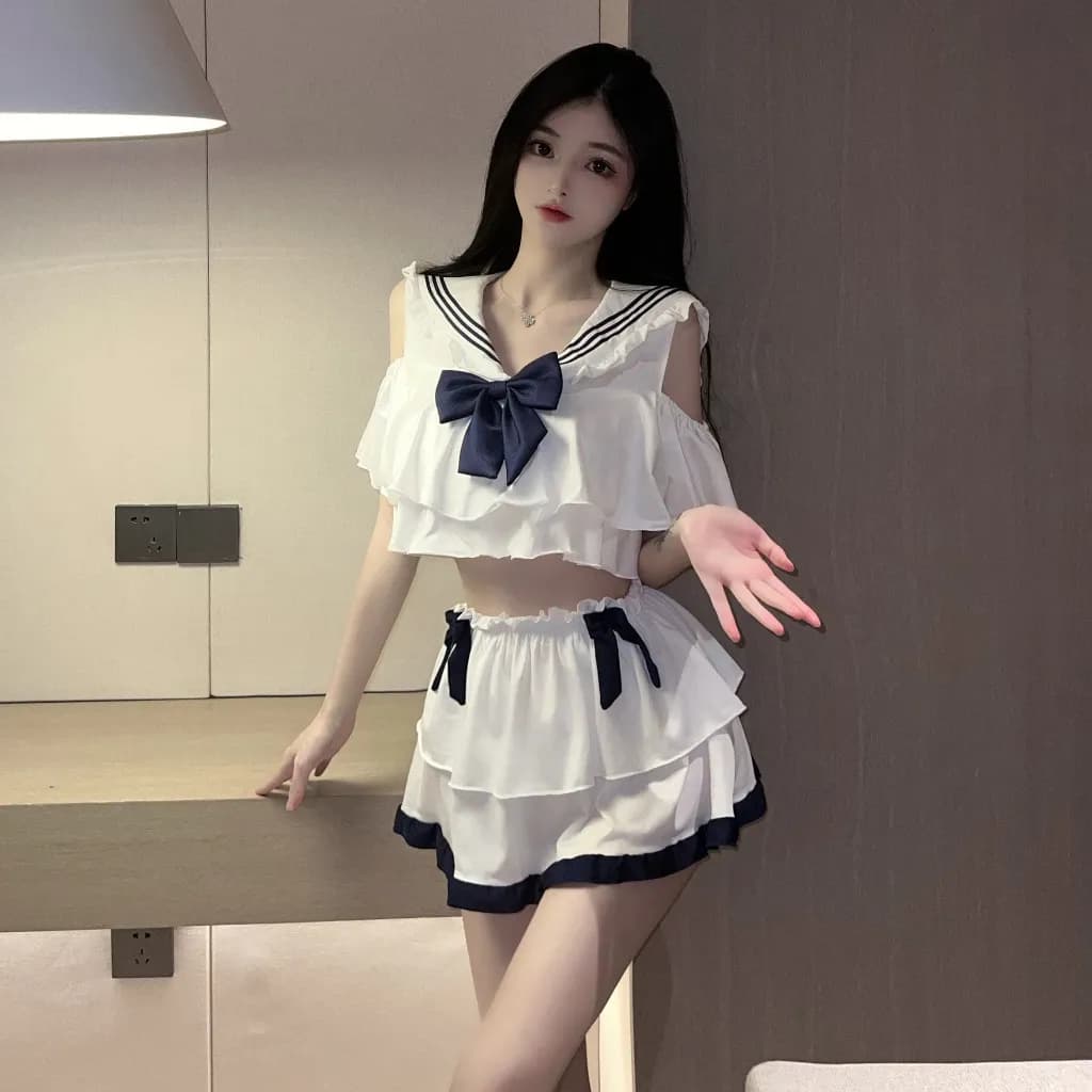 Trang phục cosplay học sinh bonita Nhật Bản đính nơ dễ thương ngây thơ set nữ thủy thủ anime gợi cảm N323 - ảnh 4