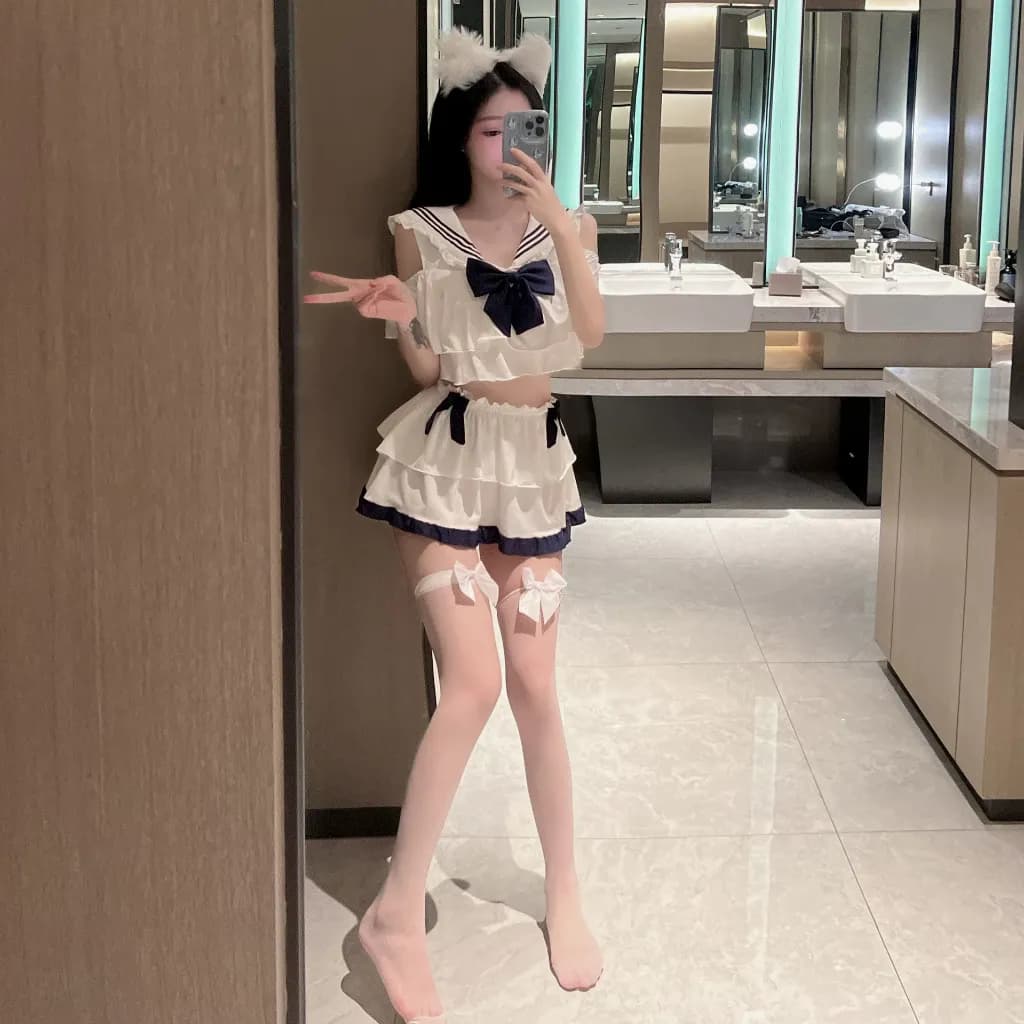 Trang phục cosplay học sinh bonita Nhật Bản đính nơ dễ thương ngây thơ set nữ thủy thủ anime gợi cảm N323 - ảnh 2