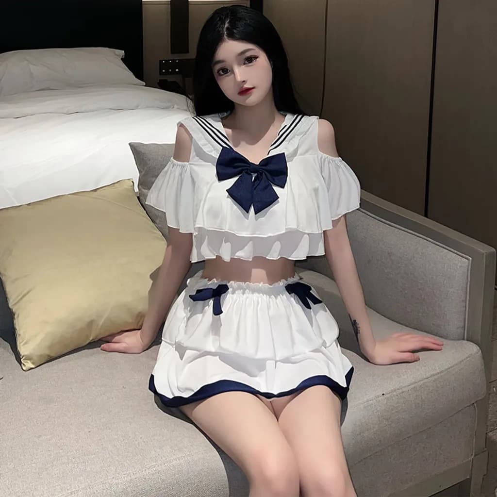 Trang phục cosplay học sinh bonita Nhật Bản đính nơ dễ thương ngây thơ set nữ thủy thủ anime gợi cảm N323 - ảnh 7