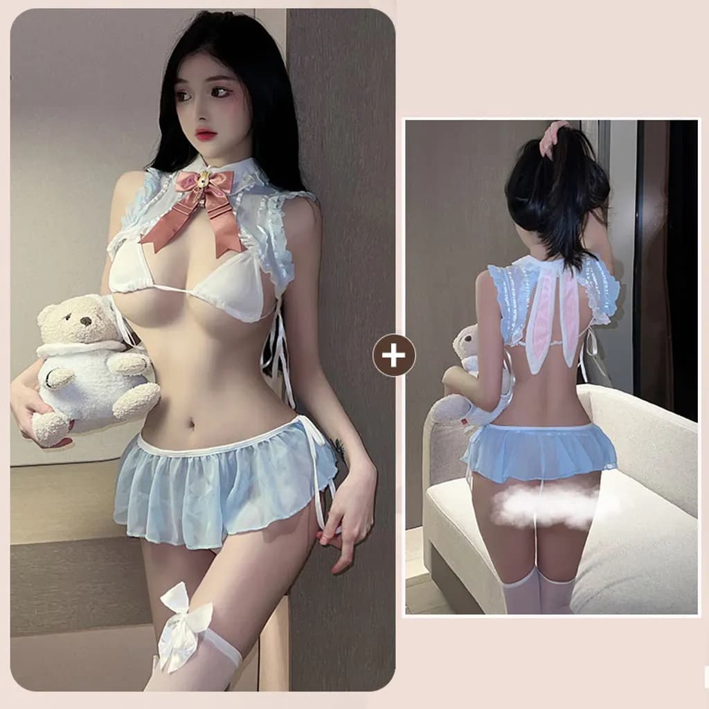 Trang phục cosplay thỏ ngọc xanh Alice dễ thương hở ngực sexy gợi cảm set ngủ nữ thủy thủ cột dây quyến rũ N335