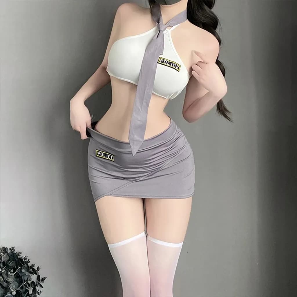 Cosplay tiếp viên hàng không kèm cà vạt siêu xinh gợi cảm set police thuỷ thủ ôm body quyến rũ ngọt ngào N325 - ảnh 4
