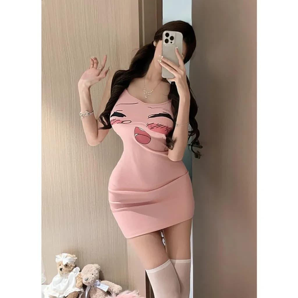 Váy ngủ body hoạ tiết hoạt hình anime đáng yêu gợi cảm đầm sexy 2 dây thun đũi dáng ôm cực xinh quyến rũ N287