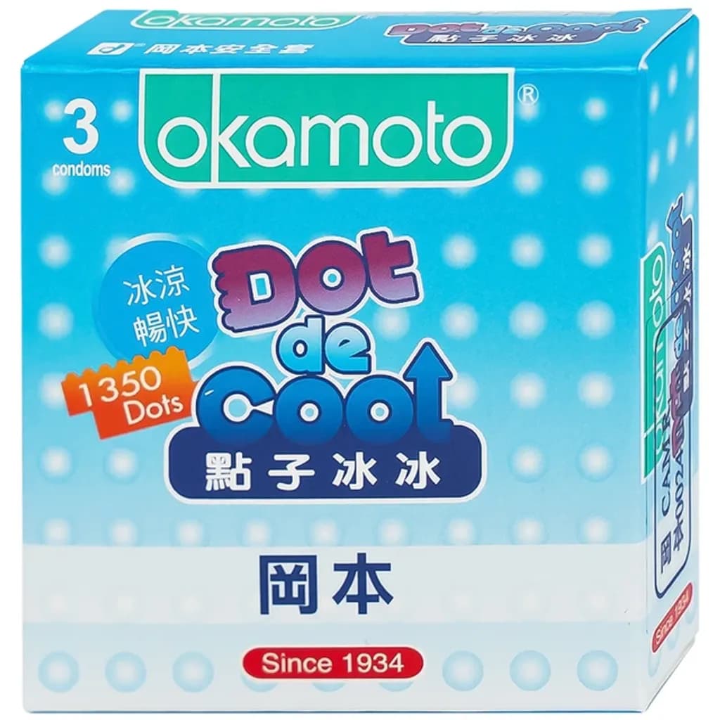 Bao cao su Okamoto Dot De Cool mang đến cảm giác mát lạnh sảng khoái (3 cái)