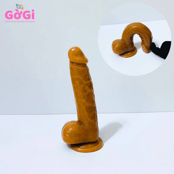 Dương Vật Giả Mô Phỏng Màu Da Nâu (Dildo) Silicone Mềm - Có Đế Hút Mẫu DV41
